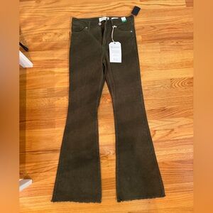 Olive Green Corduroy Flare Pants